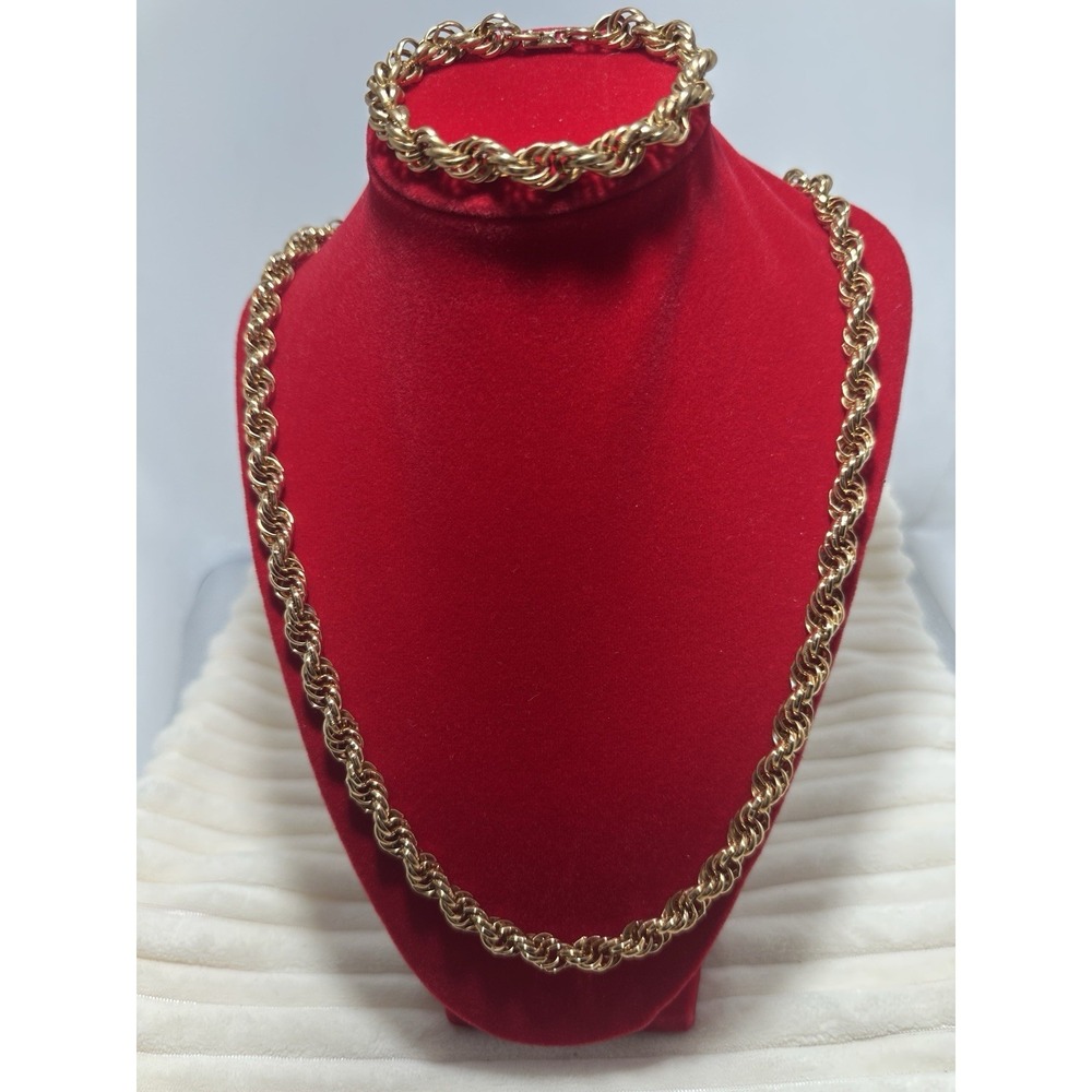 Vintage‎ Sarah Coventry Signed Necklace & Bracelet Set, Gold Twist Rope